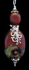 Red Coral and Sterling Pendant