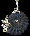 Ammonite Fossil and Sterling Pendant