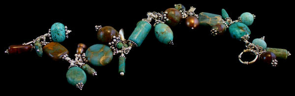 Turquoise, Aqua Terra and Sterling Bracelet
