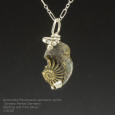 Ammonite, Pyrite, Sterling and Fine Silver Pendant